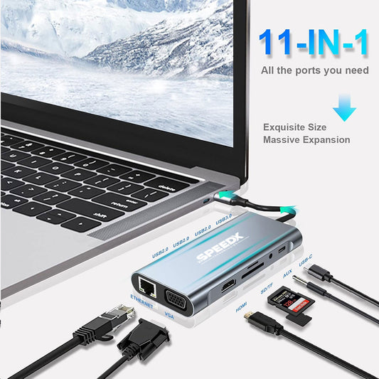 Speed-x (sp-tc1101) 11 In 1 Multi-port Type C 4k Hdmi Usb 3.0 Converter Good Ic Big Packing