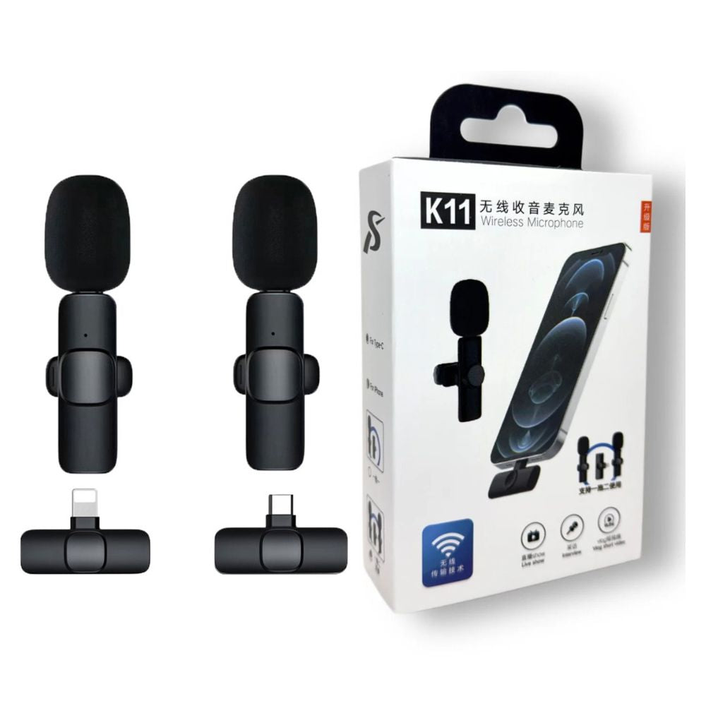 K11 2 In 1 Collar Wireless Microphone Iphone/android & Type C Supported
