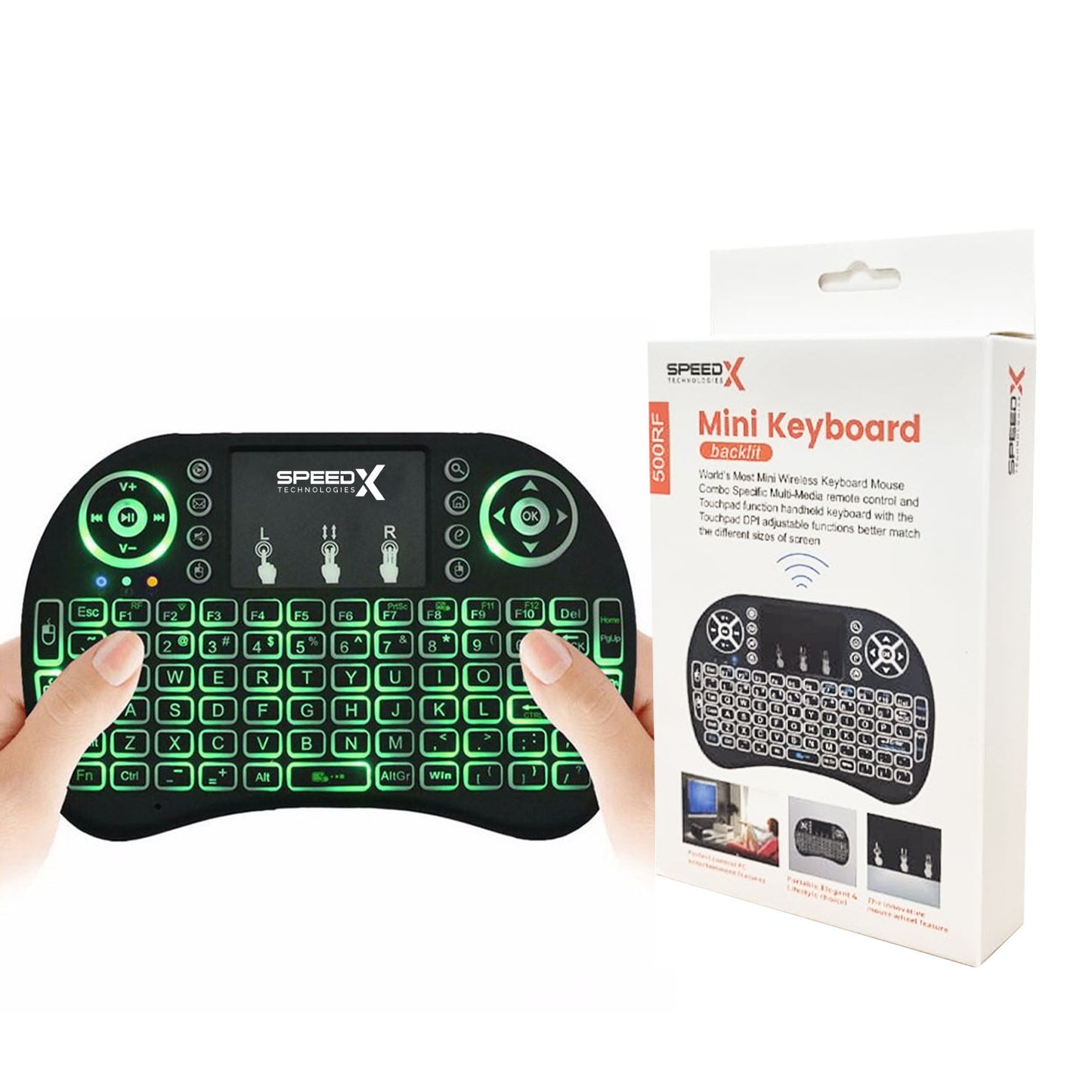 Speedx Rf 500 Mini Touch Pad Wireless With Backlight Keyboard Mouse