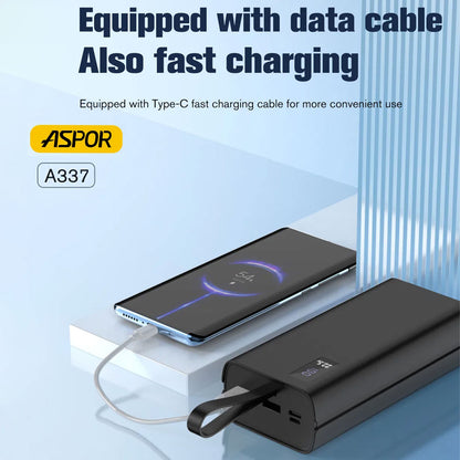 Aspor A337 22.5w Pd 30000mah Fast Charge Power Bank Lcd Display