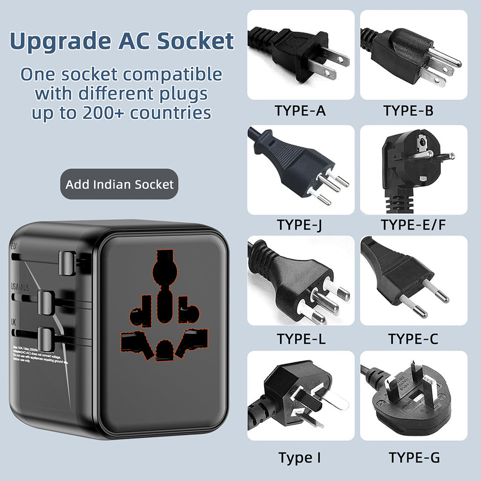 Speedx Sp-tcw02 Travel Adapter 25w Pd 2c+1a+2ac Fast Charging (new)