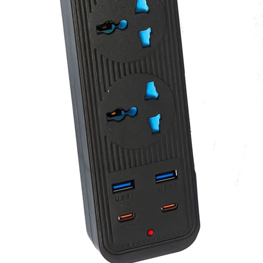 504pu Speed-x Premium Portable Power Strip 5socket+2usb Port+2 Type C Usb Cabel Length 2m