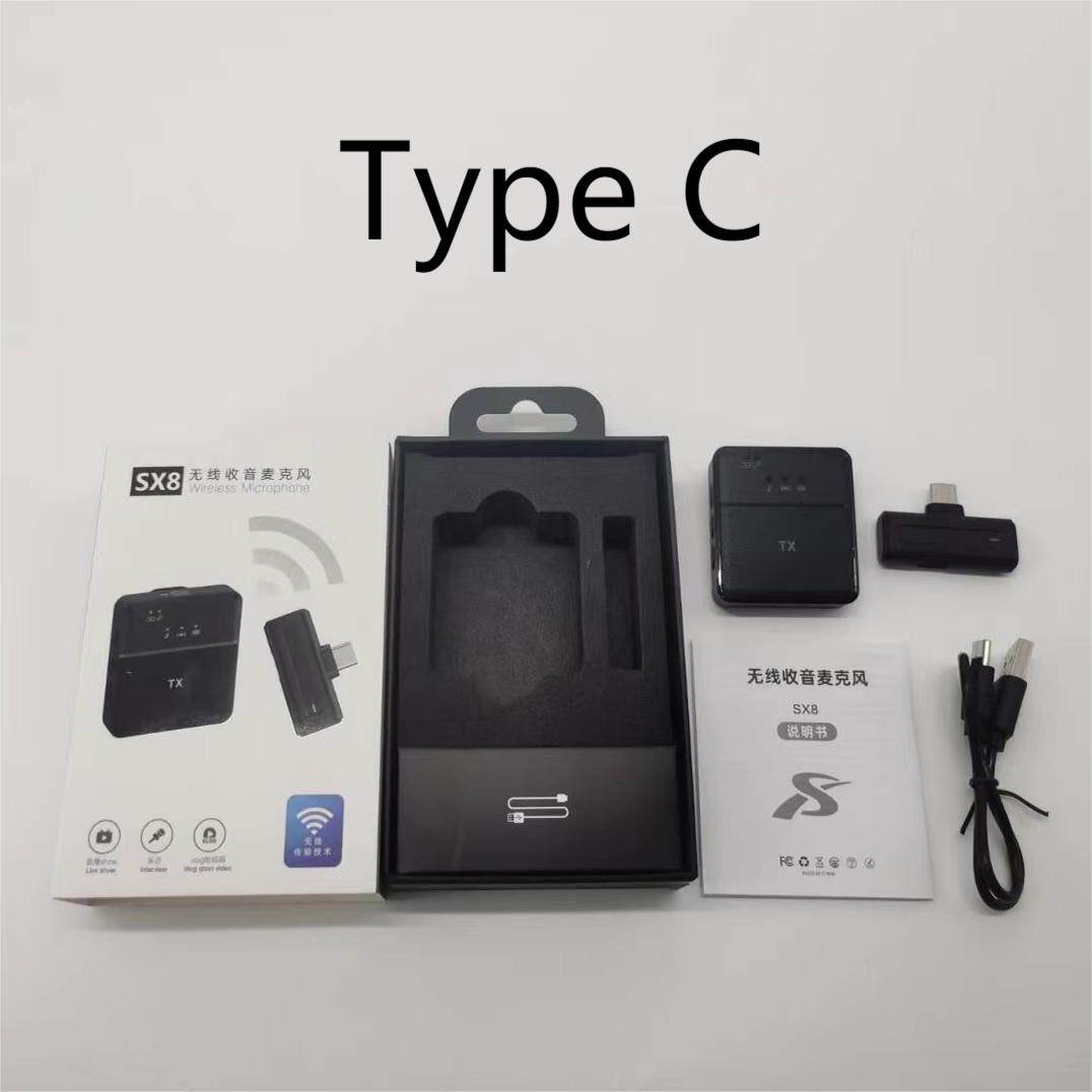 Sx8 Type-c Single / Dual Professional Lavalier Wireless Microphone For Interview, Vlog, Live Mic Noise Reduction