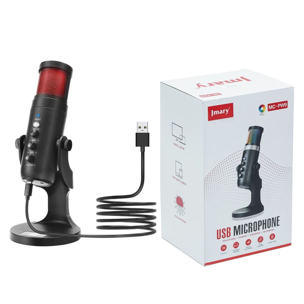 Jmary Mc-pw9 Rgb Professional Usb Microphone For Podcasting With Noise Reduction