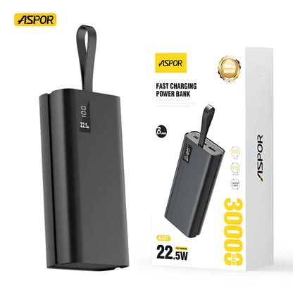 Aspor A337 22.5w Pd 30000mah Fast Charge Power Bank Lcd Display