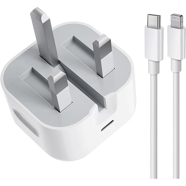 Iphone Usb-C Pd 20w Power Adapter Charger 3 Pin Uk Pin) With cable