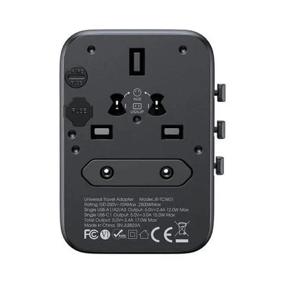 Jr-tcw01 17w 4-port Universal Travel Adapter Black