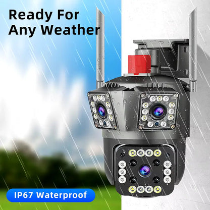 Speed-x Ptz (spz-803) 3 Camera Lens Wifi Outdoor 6mp Color Night Vision With V380 Pro App
