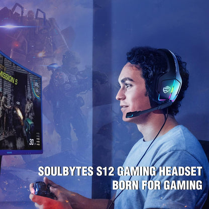 Soulbytes S12 Ps4 Ps5 Pc Xbox One Switch With Microphone Dynamic Rgb Led Effect 3.5mm Wired Stereo Bass Over Ear Mic Gaming Headphones
