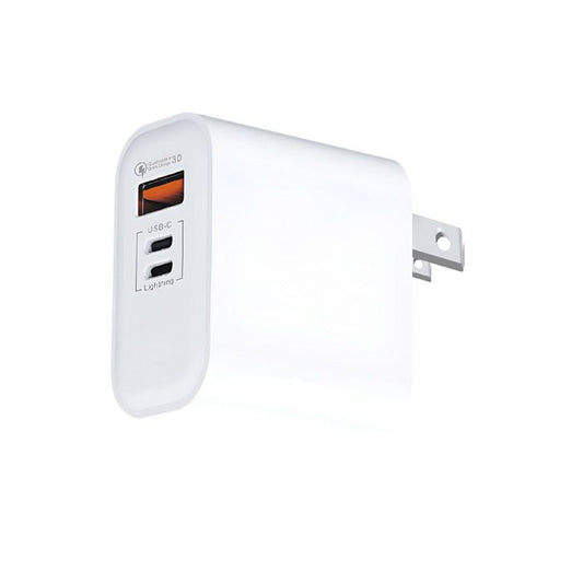 IPHONE 16 PRO MAX 50W POWER ADAPTER WITH 3 PORTS ( USB-A USB-C OR LIGHTNING )