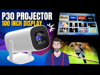P30 1080P (150 ANSI) MINI 4K Android 11.0 DUAL WIFI AND BLUETOOTH 1GB+8GB PORTABLE PROJECTOR FOR HOME
