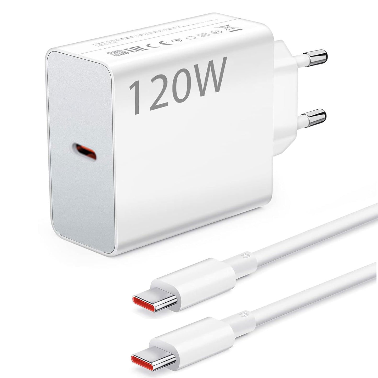 XIAOMI 120W EU PLUG QC3.0 FAST QUICK WALL CHARGER WITH TYPE-C TO C CABLE